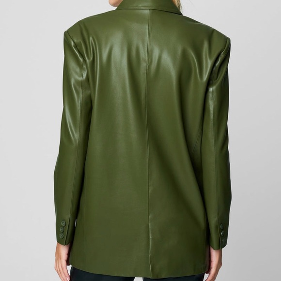 BLANK NYC | Dark Green Oversized One Button Faux Leather Blazer - Picture 3 of 8